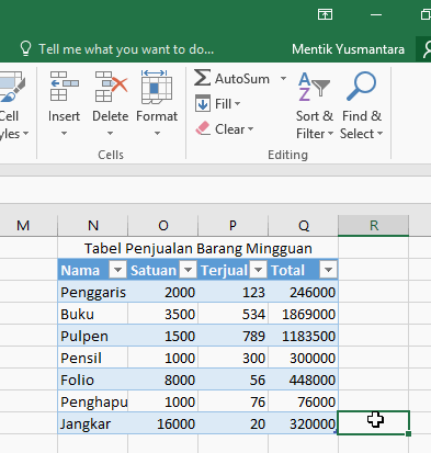 Cara Membuat Tabel Di Excel Dengan Table Tools Dan Contohnya