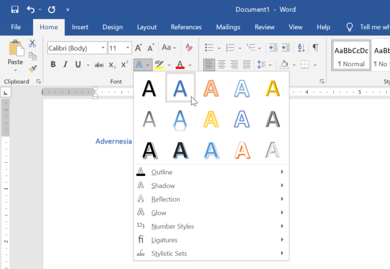 Text Effect And Typography | Membuat Efek Tulisan Di Word - Advernesia