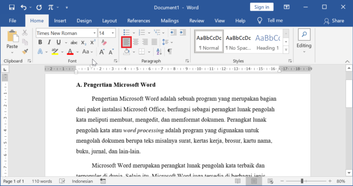 Alignment | Perataan Paragraf Align Left, Center, Right, & Justify Di Word